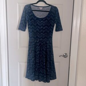 LuLaRoe Nicole Dress. Blue & white chevron